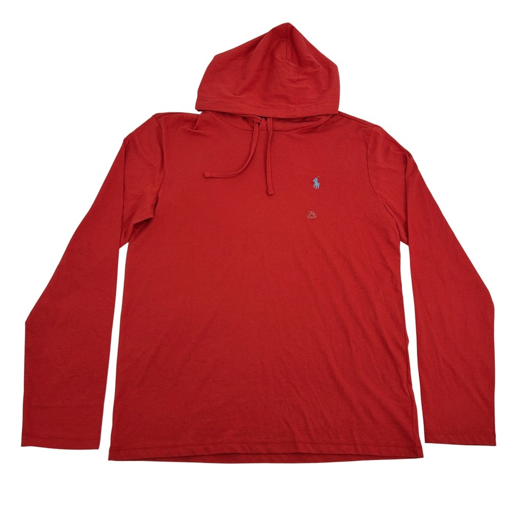 Polo Ralph Lauren Hooded Shirt Mens M Red Long Sleeve Cotton Classic Logo NEW